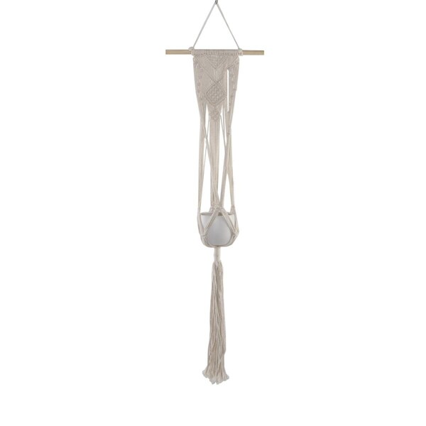 Conservatorio 33' H hanging macrame with 4' Ceramic pot, Matte White CO2965344 - main